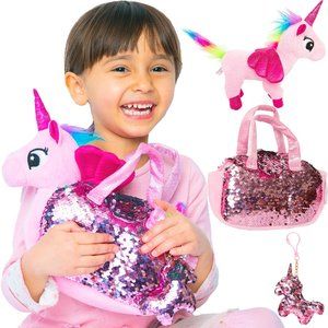 Unicorn Pet Plush 3pc Set - Pink